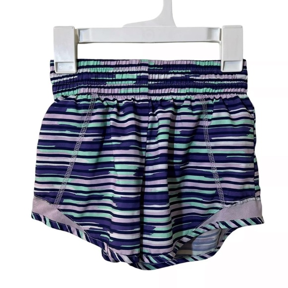 Athletic Works Girls Shorts Medium 7-8 Striped Elastic Waist Pull On Purple Gym - Picture 1 of 3